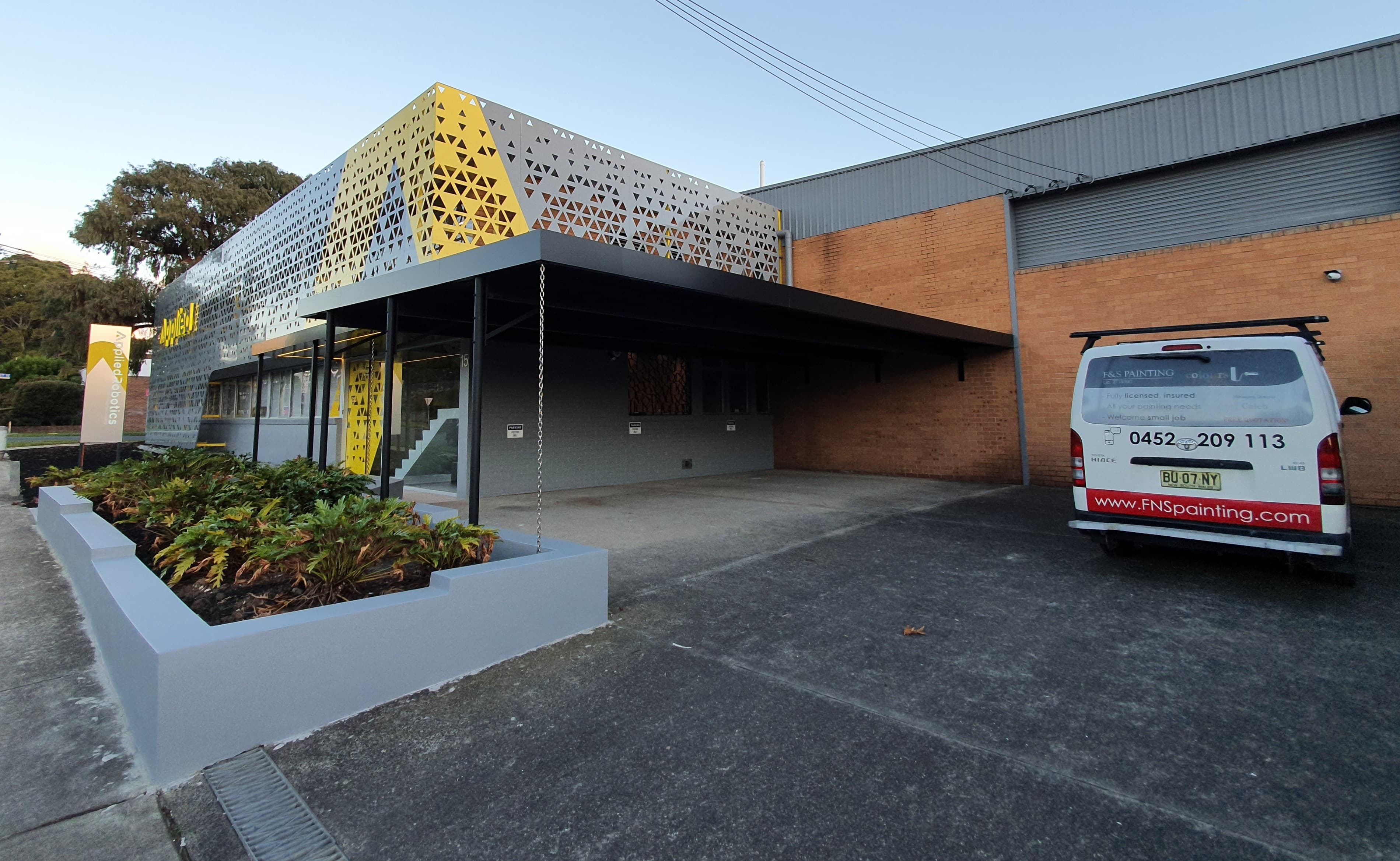 Silverwater commercial exterior painting finish with F&S Painting service van
